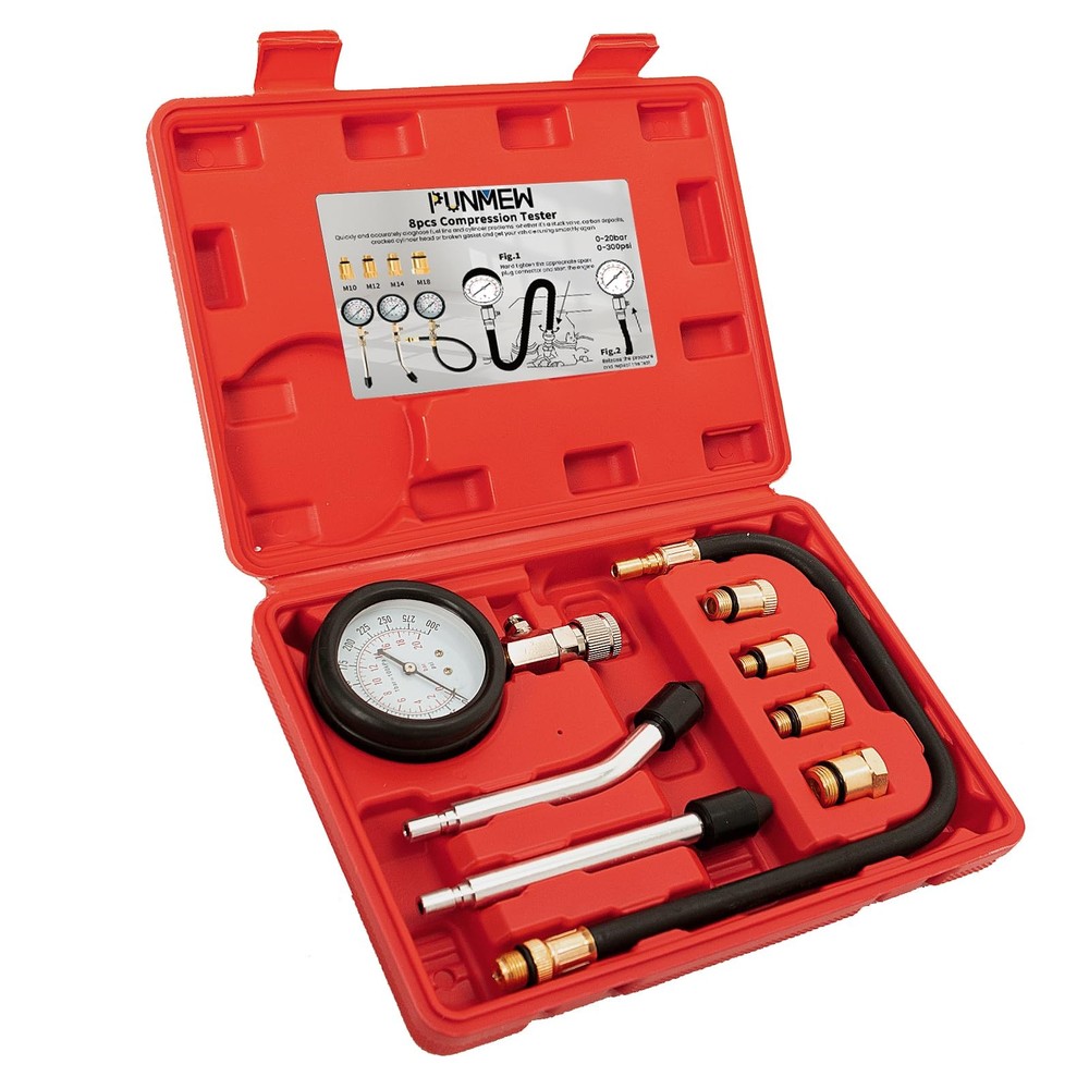 Punmew 0-300psi Compression Tester 8pcs Small Engine Cylinder Compression...