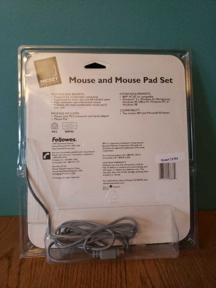 Fellowes Mouse & Mouse Pad Set Mickey Mouse