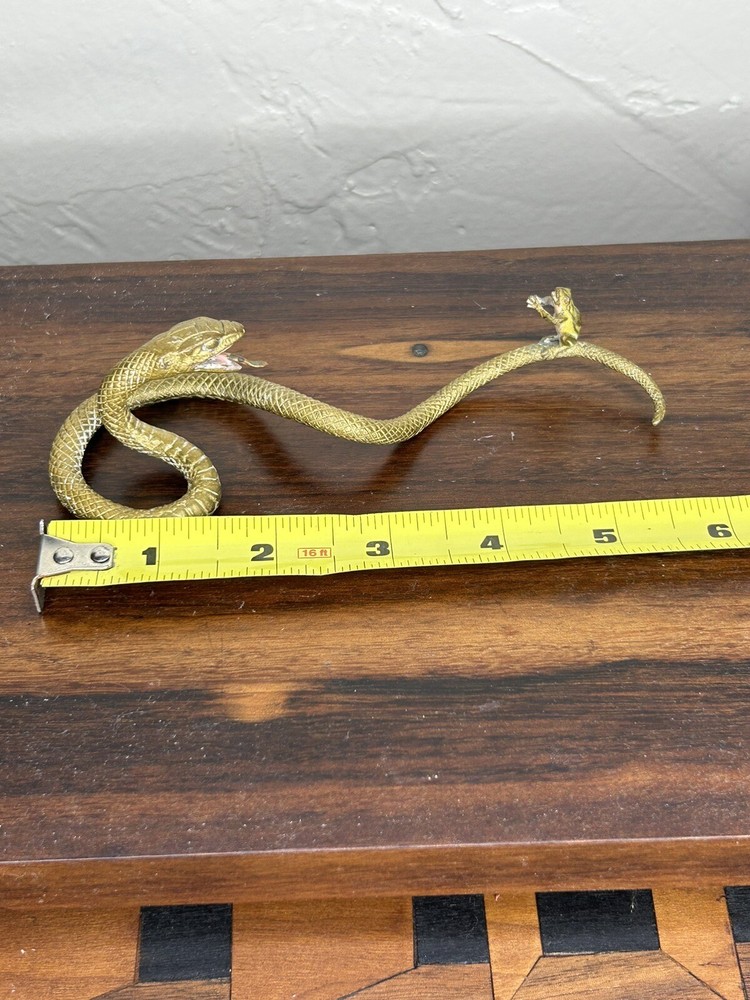 AUSTRIAN POLYCHROMED BRONZE SNAKE AND FROG SCULPTURE