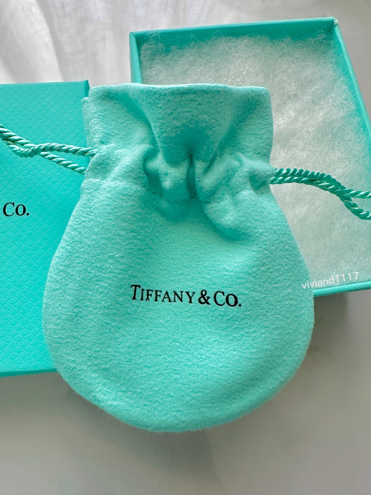 Tiffany & Co Empty 3.75" x 3" x 1.5" Blue Gift Box/Travel Pouch 2pc set