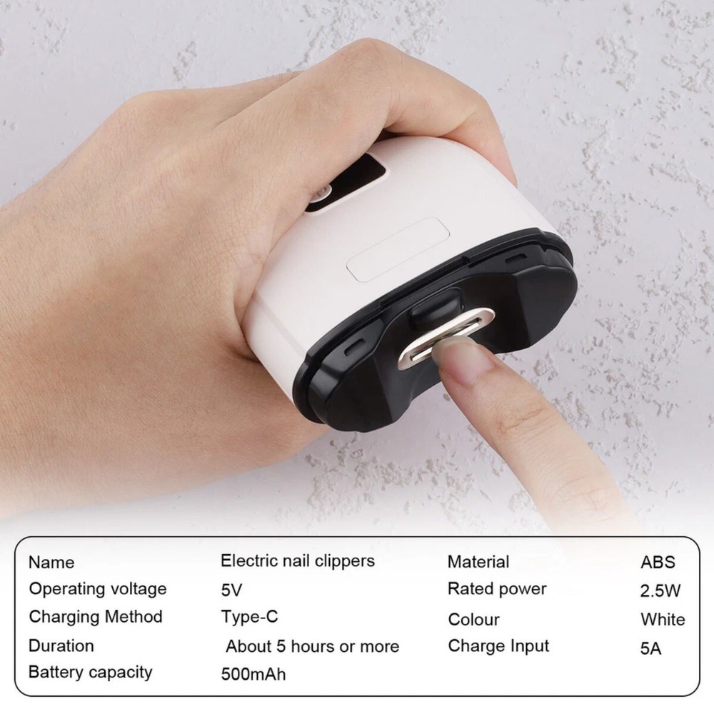 Electric Automatic Nail Clipper Grinder with 3 Speed Settings & Digital Display