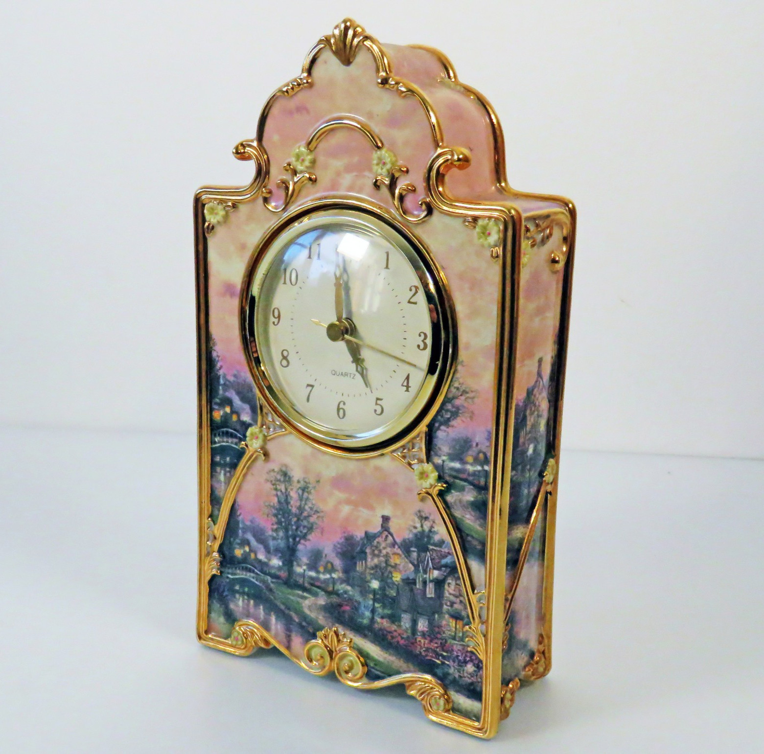 Bradford Exchange Thomas Kinkade Lamplight Lane Heirloom Porcelain Clock Ltd Ed