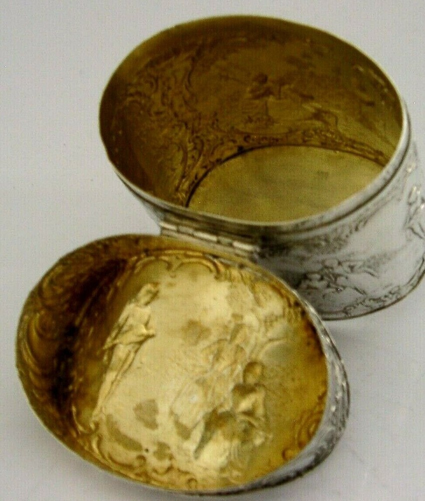 BEAUTIFUL ROMANTIC HANAU GERMAN SOLID SILVER TEA CADDY c1900 ANTIQUE 155g