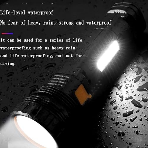 Solar/Rechargeable Multi Function 1000 Lumens LED Flashlight, with 6PCS Black