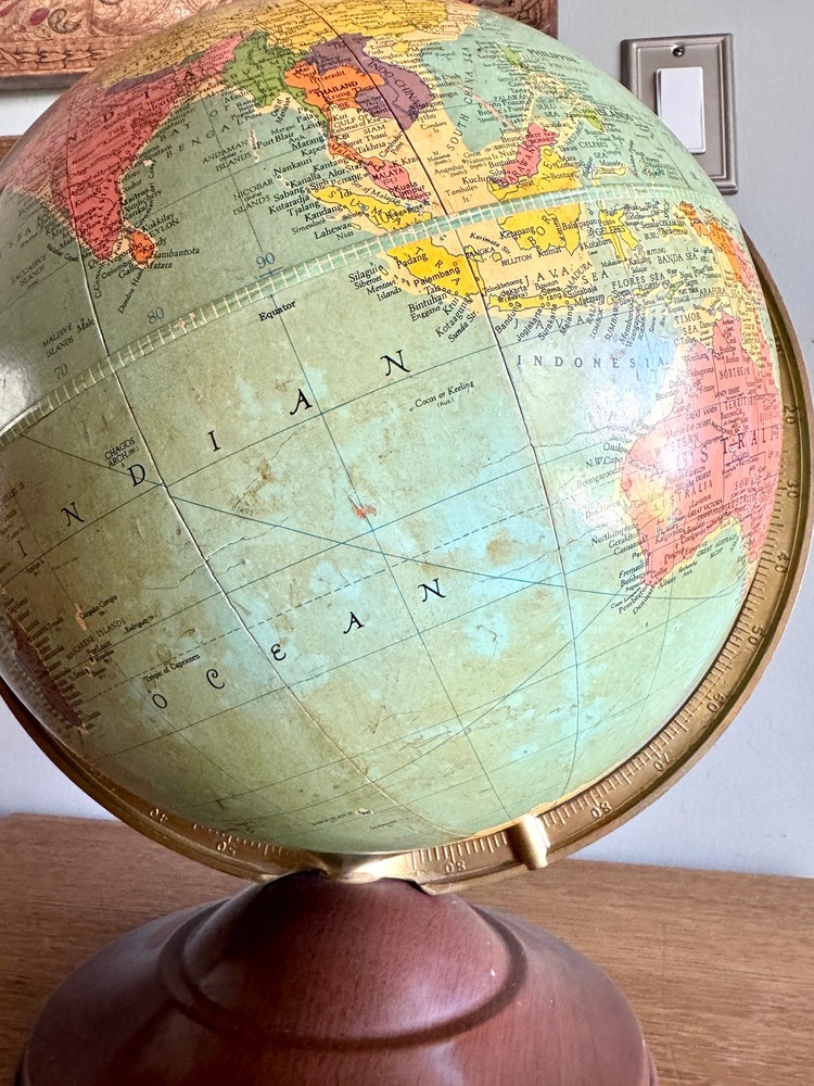 1940's Replogle 12" Reference Globe ~ Vtg World Globe on Stand