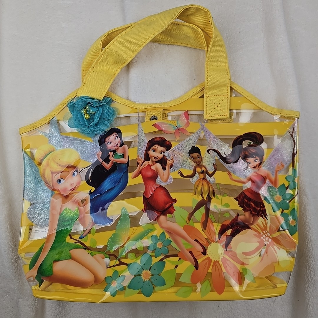 NWOT Disney Store Tinkerbell Swim Beach Bag Tote Fairies Yellow Purse