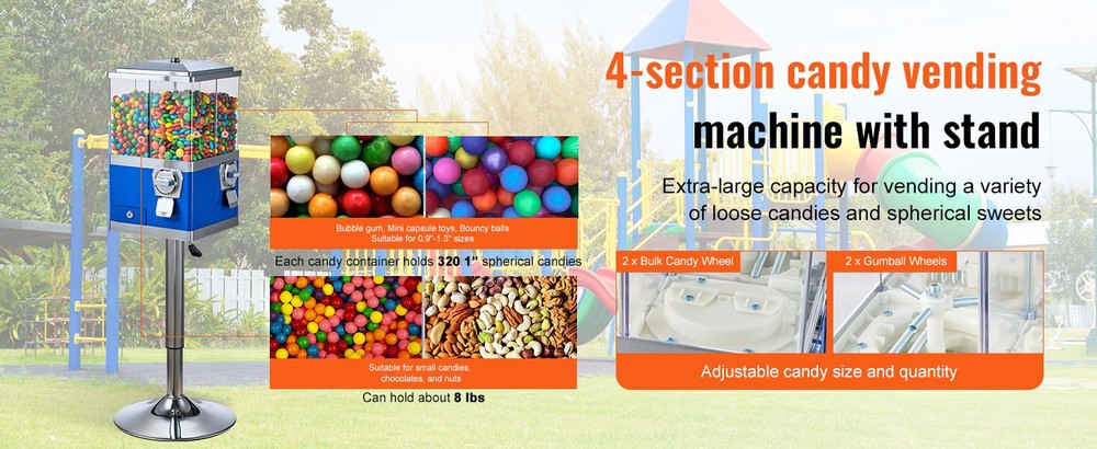 Commercial Candy Vending Machine Four Compartment Rotatable 25 Cent Coin