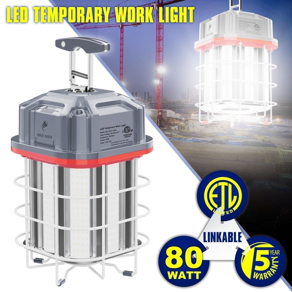 80W LED Temporary Work Light Warehouse High Bay Constructions Lighting Linkable