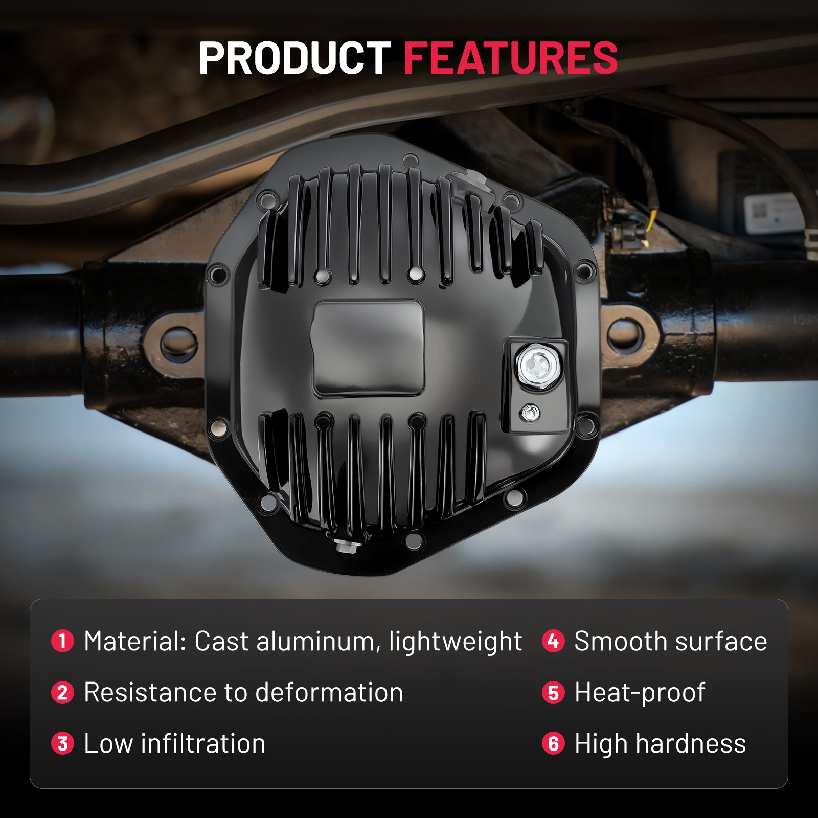 Black Rear Axle Differential Cover Fits For 1999-2024 Ford F-250 Super Duty