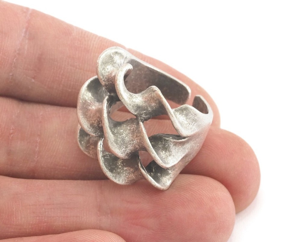 Swirl Adjustable Antique Silver Plated brass 2917