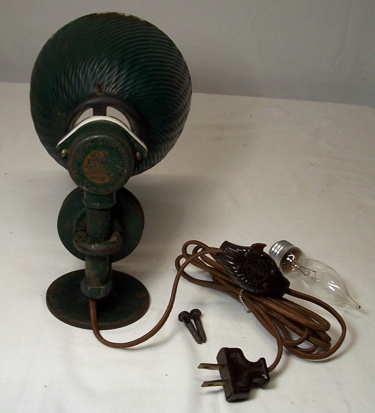 Antique Curtis X-ray Shade Light Fixture Vtg Cast Art Porcelain Chicago USA #G2