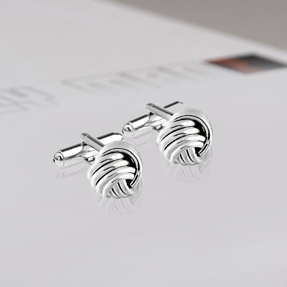 925 Sterling Silver Love Knot Mens Cufflinks for Dad Father Grand Father Brother