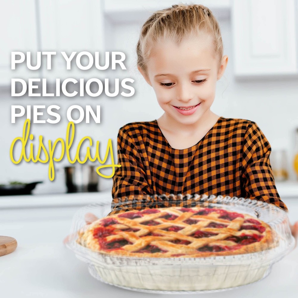 9" Plastic Disposable Pie Containers with Hinged Locking Lids | 5 Round Pie K...