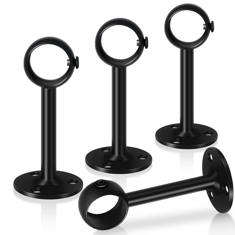 TOKPLNU Ceiling Curtain Rod Bracket, 4 Pack Black 4 Pack,