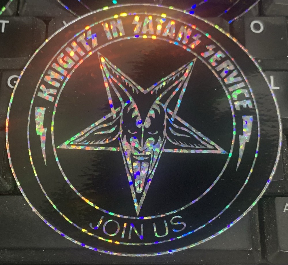 Lot Of 3  3”Stickers KISS  KNIGHTS IN SATANS SERVICE GENE ACE + BONUS PROMO CARD