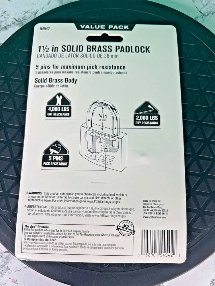 1-1/2” Solid Brass Padlock 2-Pack 38mm Keyed Alike High Security Same Key