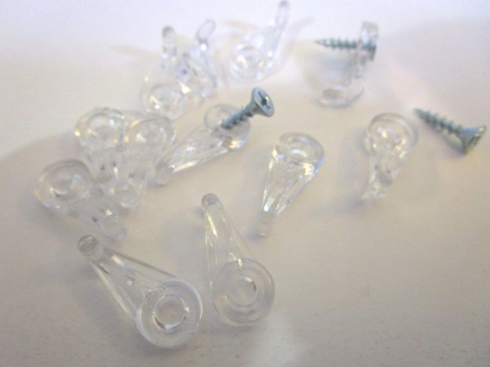 Glass Retainer Clip - ***Clear*** Plastic - 3/16" offset, New