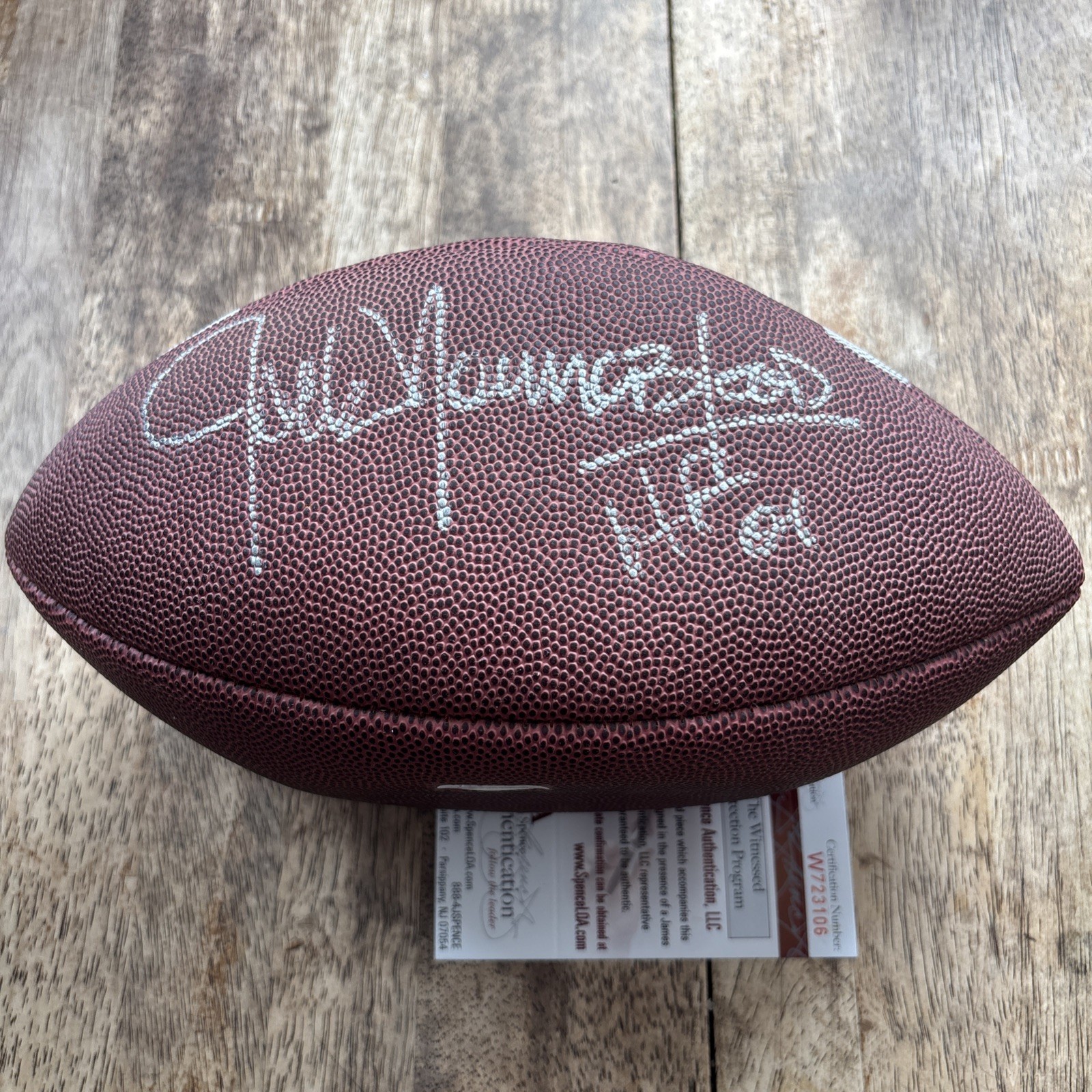 Jack Youngblood Signed Stat Football, JSA, Blood Inscription + HF 01