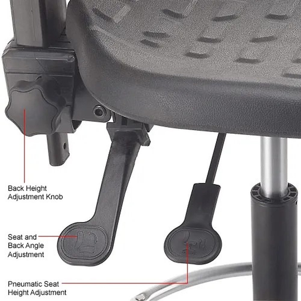 Interion? 4-Way Black Adjustable Shop Stool With Chrome Base