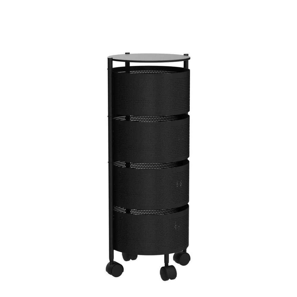 No Assembly Integrated Vegetable Storage Rack, 4-Tier Rotating Fruit Basket w...