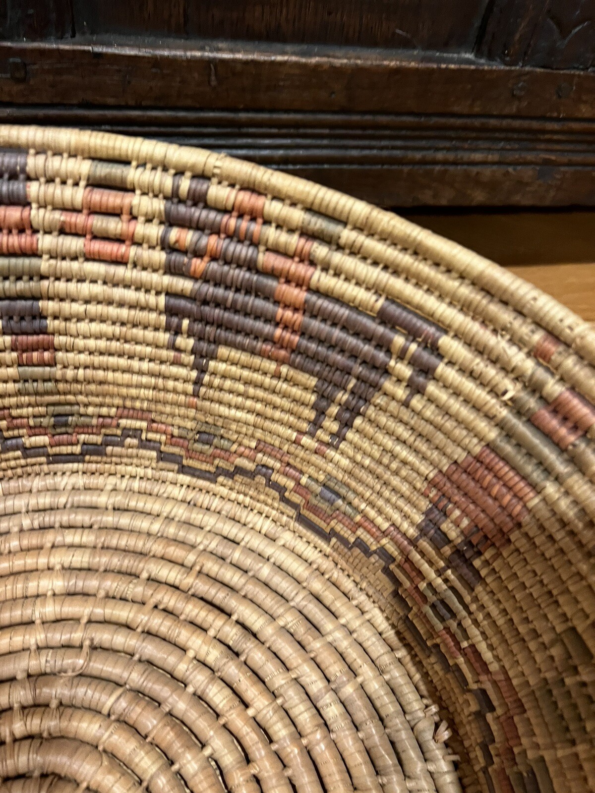 OLD BASKET FIGURAL BOWL Mexican HORSES PEOPLE Skinner 15 1/2”