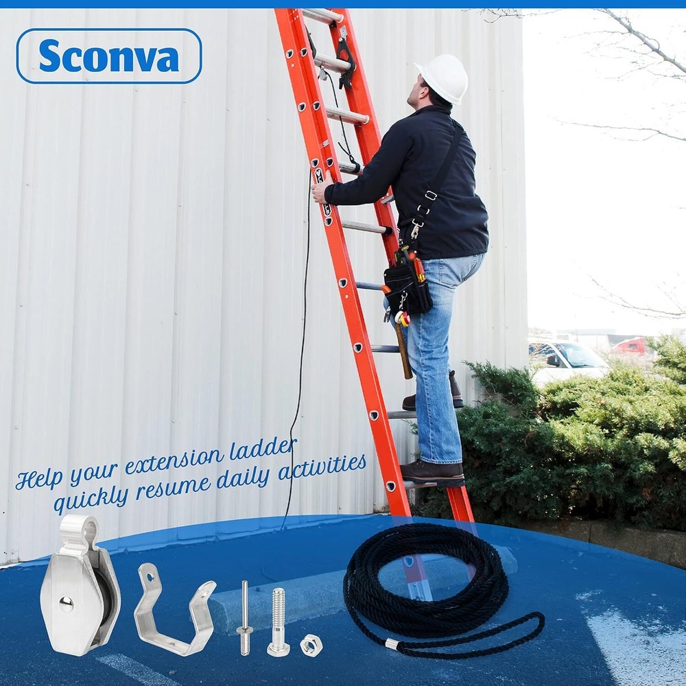 Extension Ladder Rope & Pulley Kit Compatible with Werner Aluminum Extension