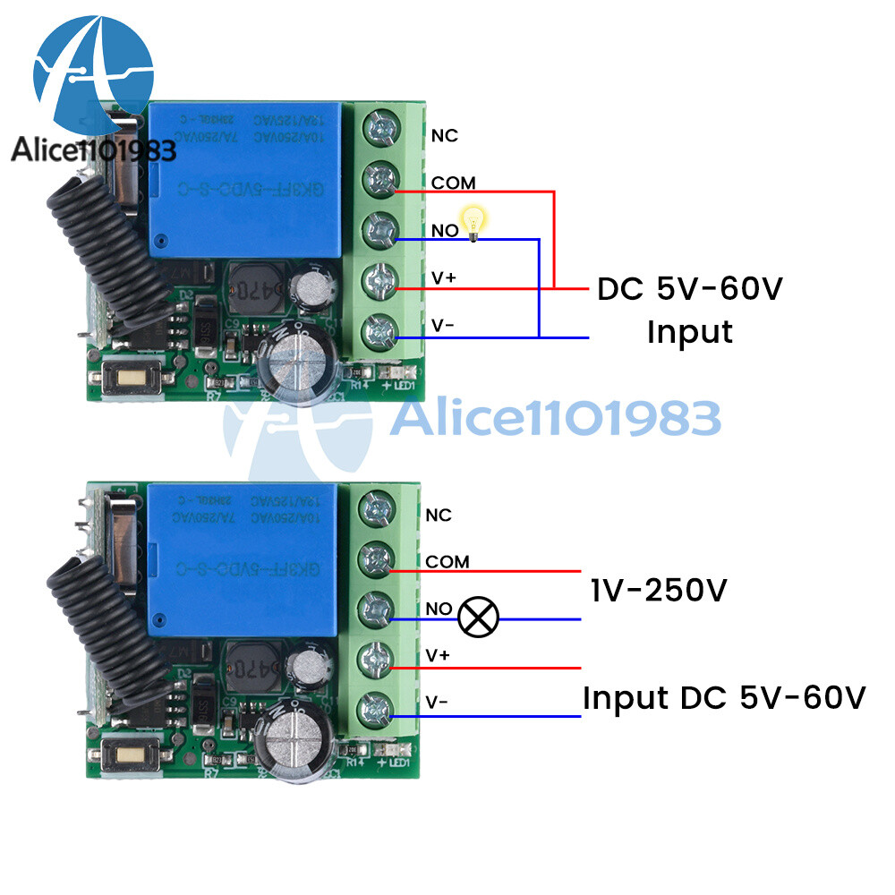 433Mhz 5-60V 1CH Universal Wireless Remote Control Switch Relay Receiver Module
