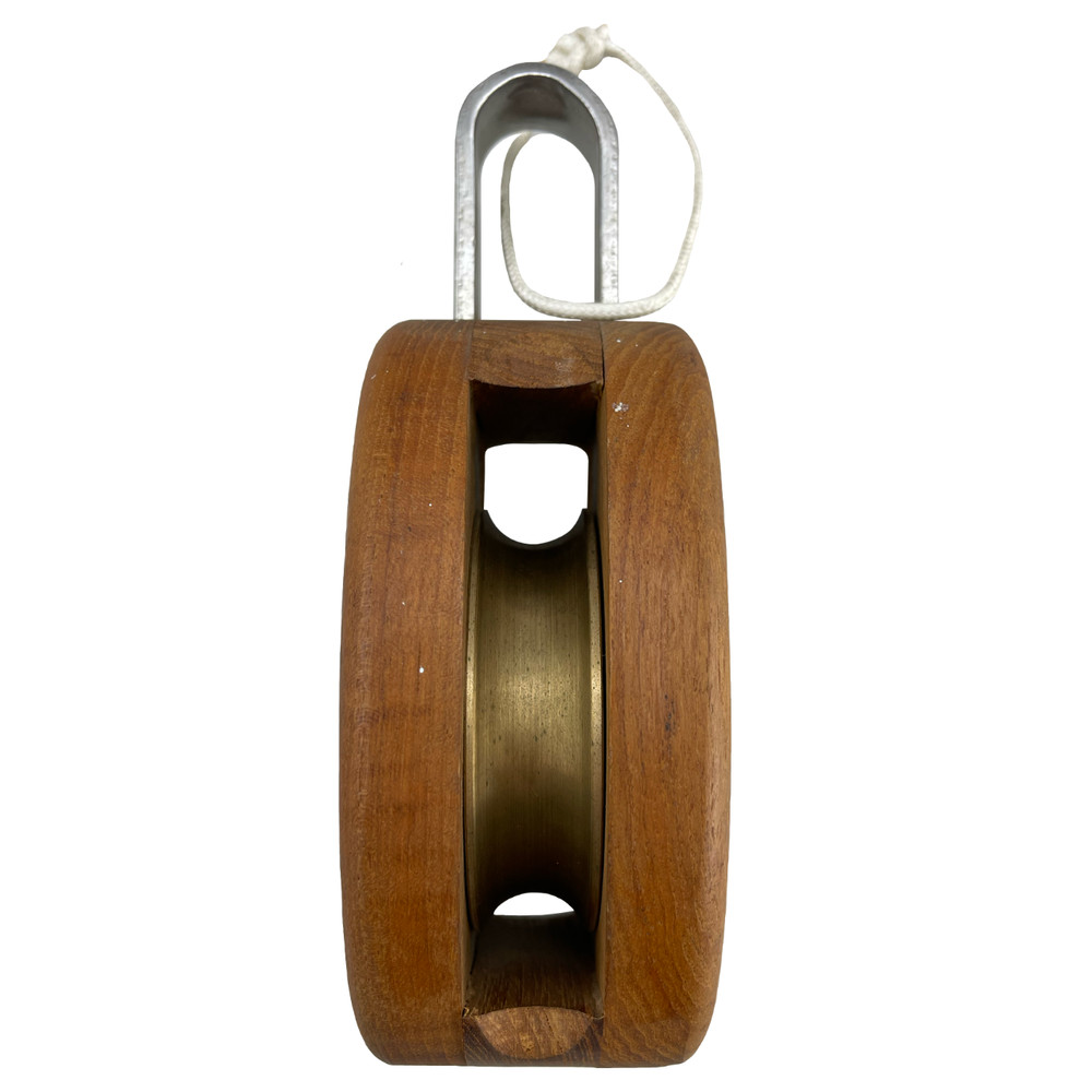 5" single teak block w/ stainless steel bindings