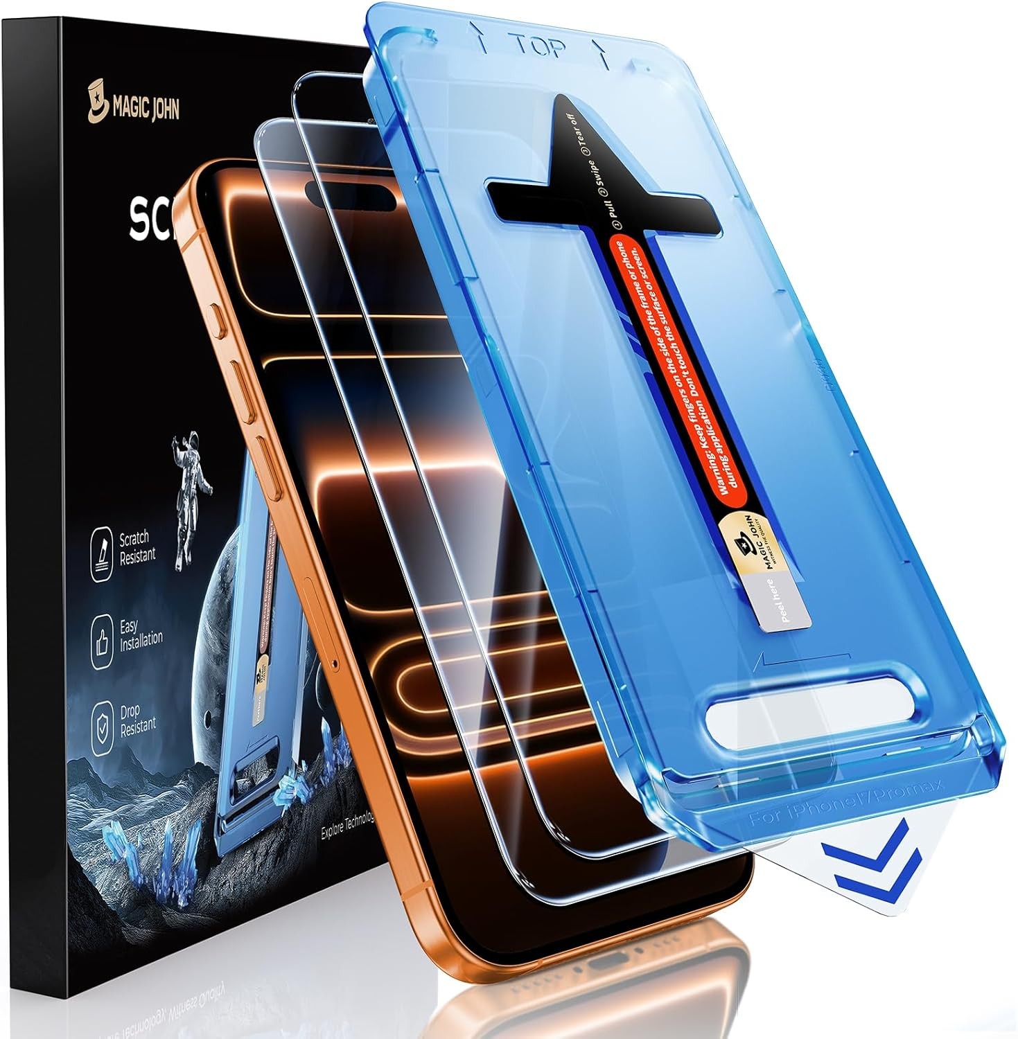 MAGIC JOHN Tempered Glass Screen Protector For iPhone 17 16 15 14 13 12 11ProMax