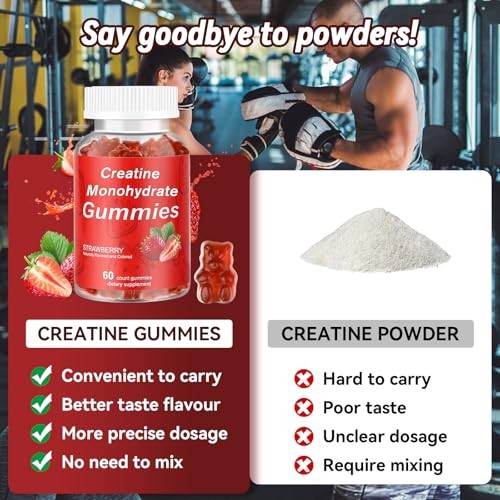 Creatine Monohydrate Gummies, 2 Pack Creatine Monohydrate for & Men, Sugar-Gu...