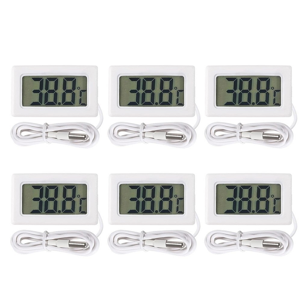 White Digital LCD Thermometer Set with Long Probe for Accurate Readings