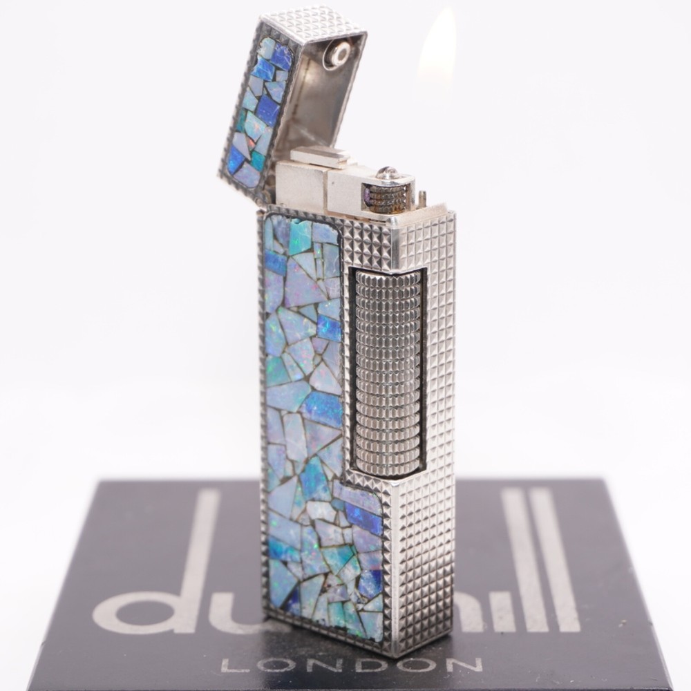 Dunhill Lighter Silver Hobnail Opal Pattern_Ultrasonically cleaned_Working