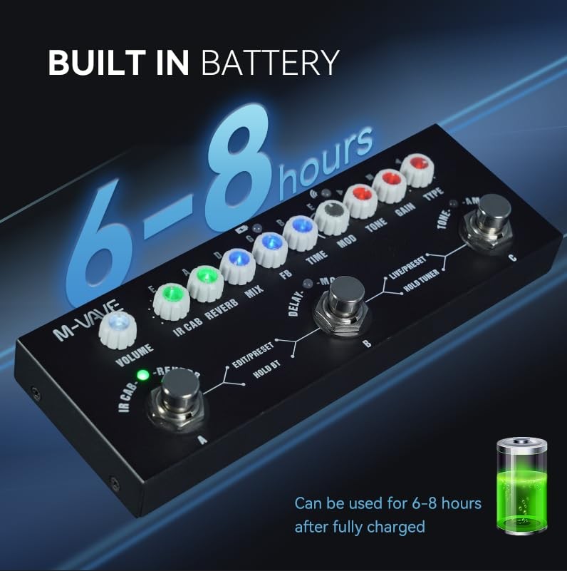 MultiEffects Guitar Pedal with Reverb, Delay, Chorus, Phaser & IR Loading
