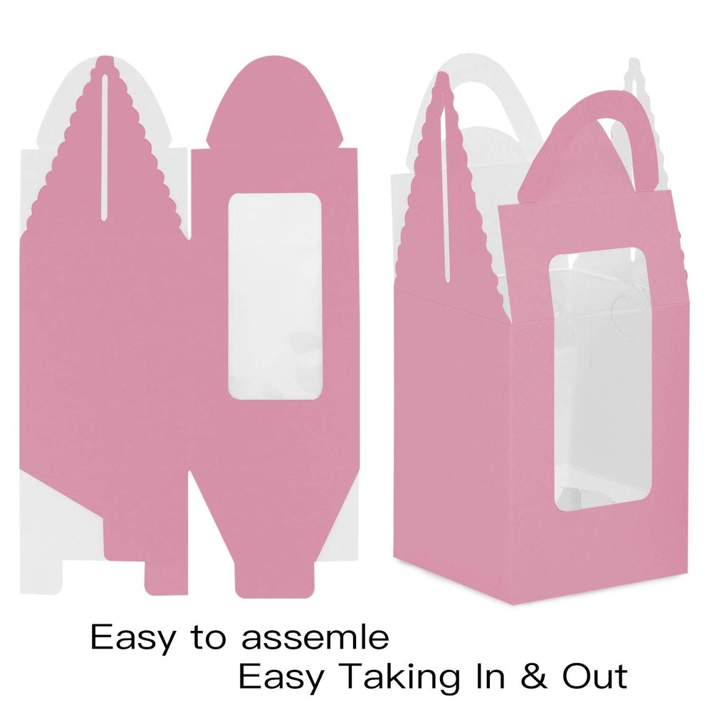 Pink Cupcake Boxes, 30 Pack - Clear Window Inserts, Handle - Muffin & Pastry ...