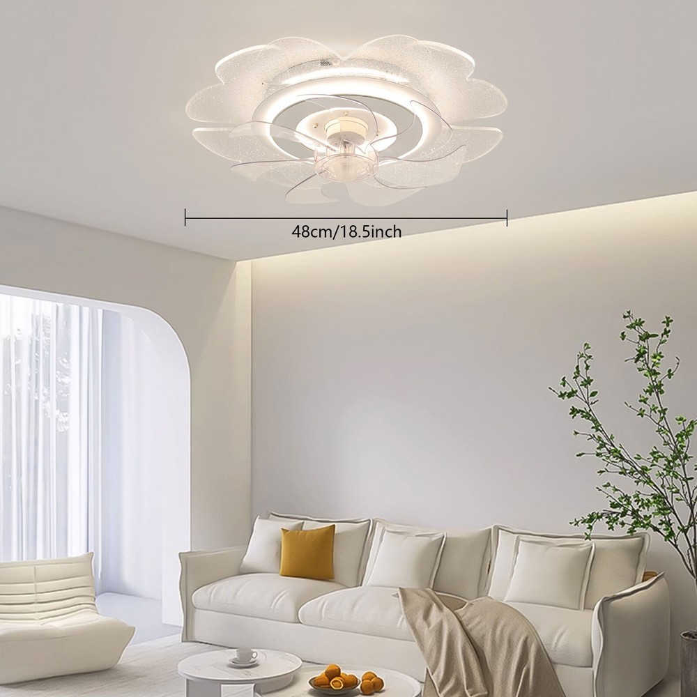 18.5" Ceiling Fan Light Flush Mount LED Ceiling Light kit w/ Remote APP Control