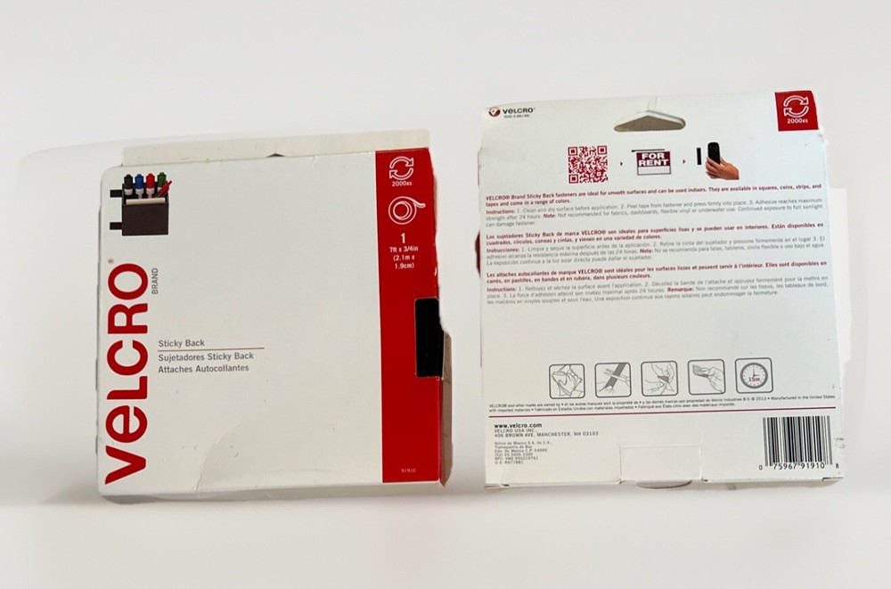 VELCRO Sticky Back on Both Hook & Loop Tape Self Adhesive 7’ Ft x 3/4"