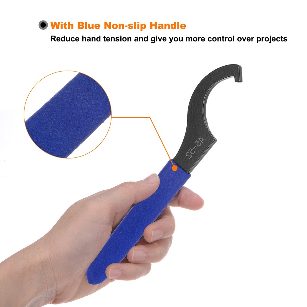 C Hook Spanner Wrench for 45-52 Chuck Nut with Blue with Non-slip Handle