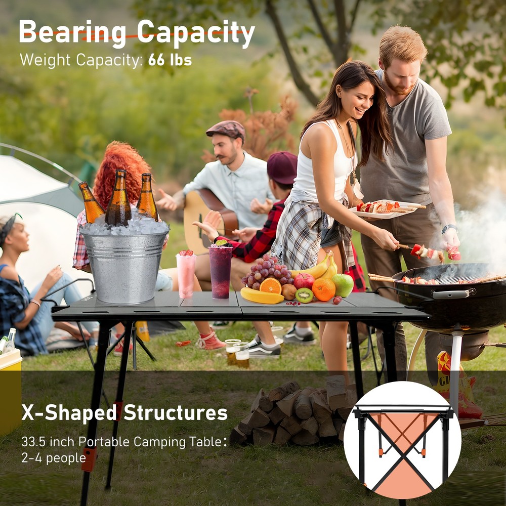 NOVSIGHT Portable Camping Table Adjustable Height Folding Roll Up Tabletop w/Bag