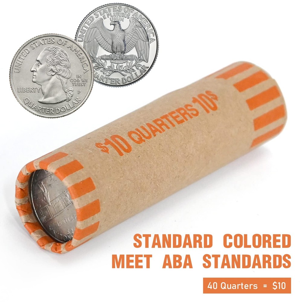 72 PCS Preformed Coin Wrappers Rolls-Quarters