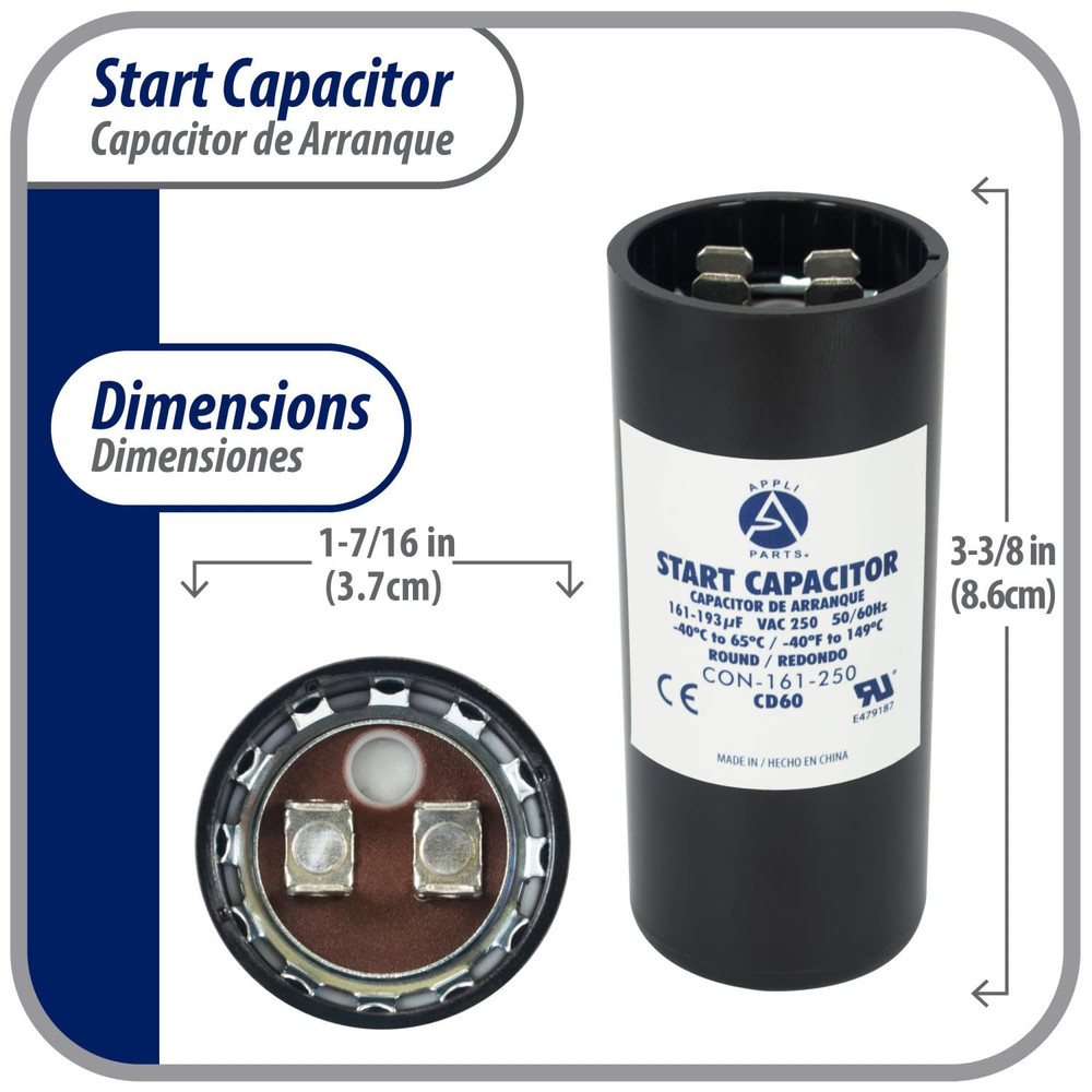 Motor Start Capacitor 161-193MFD 250VAC
