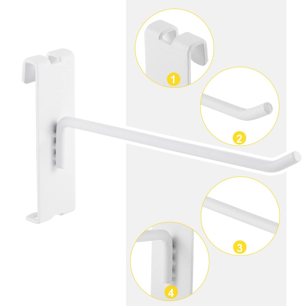 24 PCS White Heavy Duty 4 Inch Gridwall Grid Panel Hooks Retail Display Wall