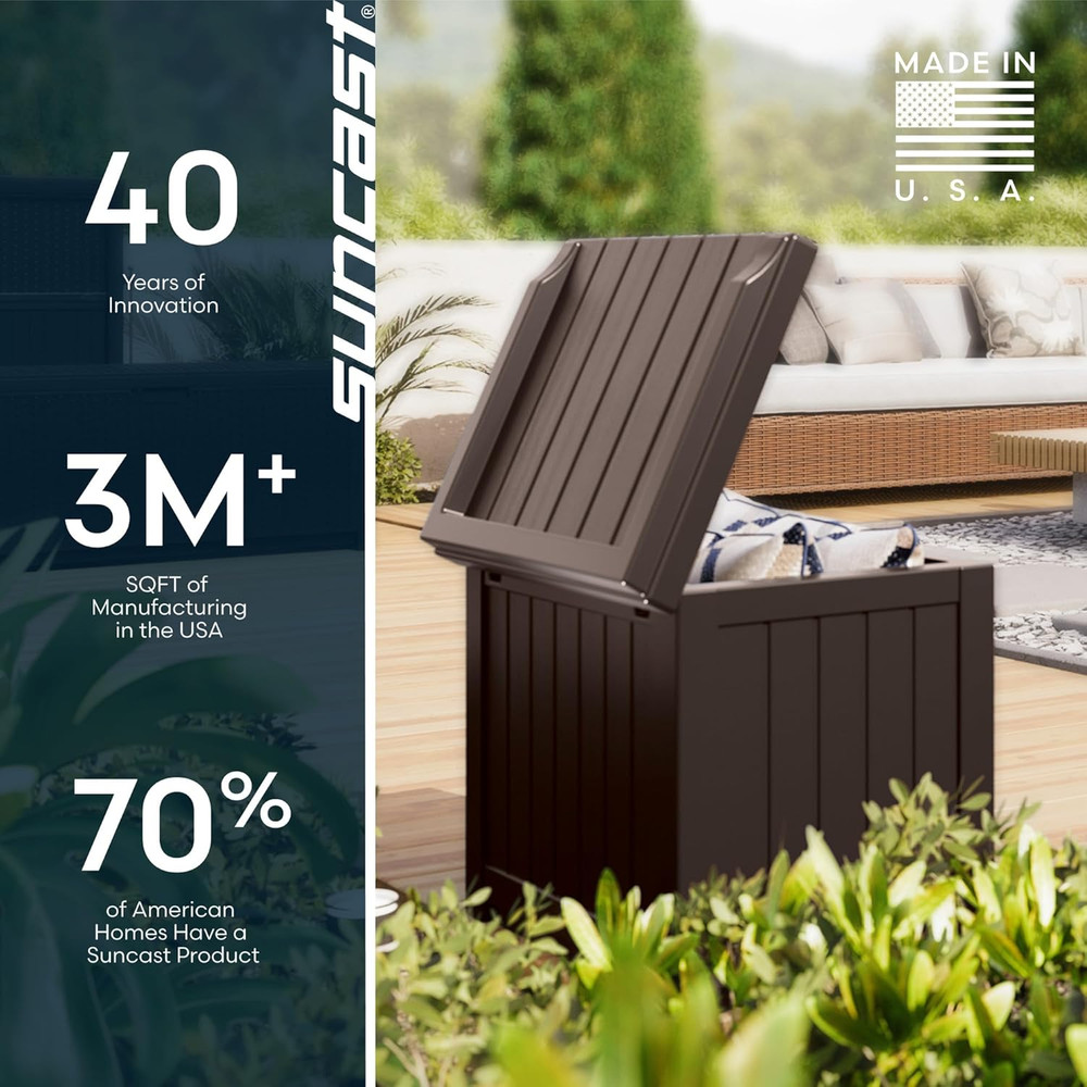 Outdoor Deck Box - 22 Gallon Java Resin Outdoor Storage Box, Weatherproof Patio