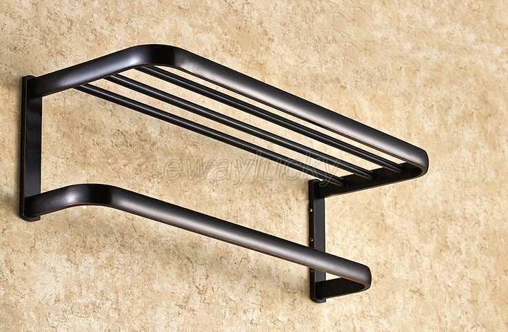 Oil Rubbed Bronze Bathroom Wall Mounted Double Towel Rail Rack Towel Shelf
