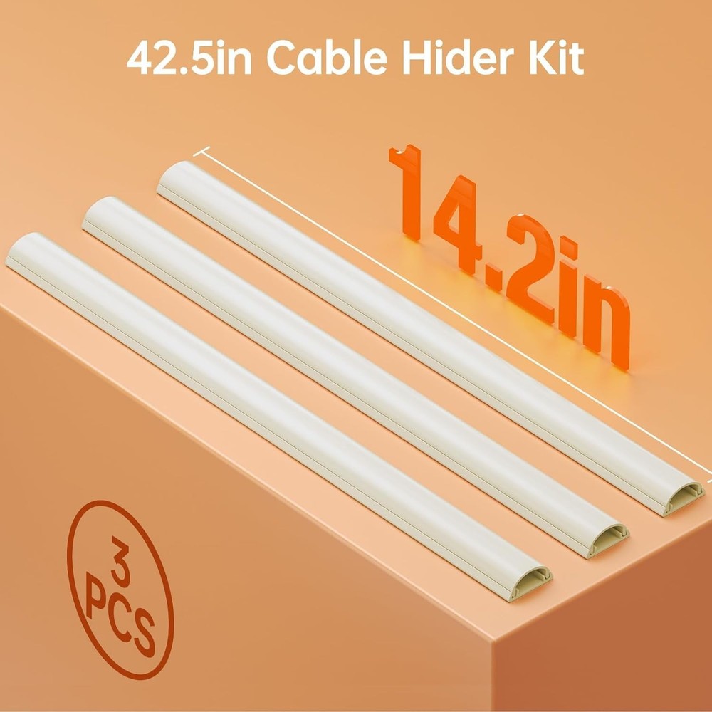 Adhesive Cord Hider Wall Kit Wire Cover, 42.5In Multiple Function Cable Cover fo