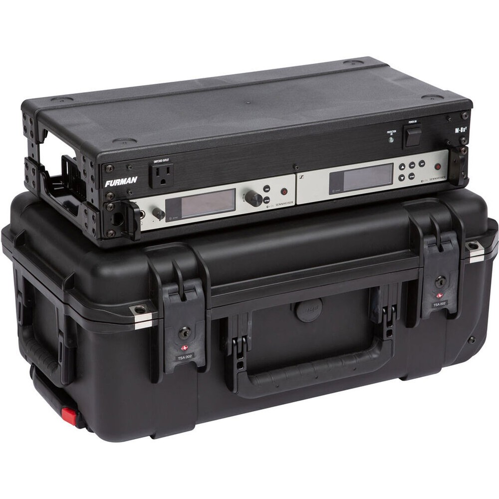 SKB iSeries 2RU Injection Molded Fly Rack Waterproof Wheeled Case, 9" Depth