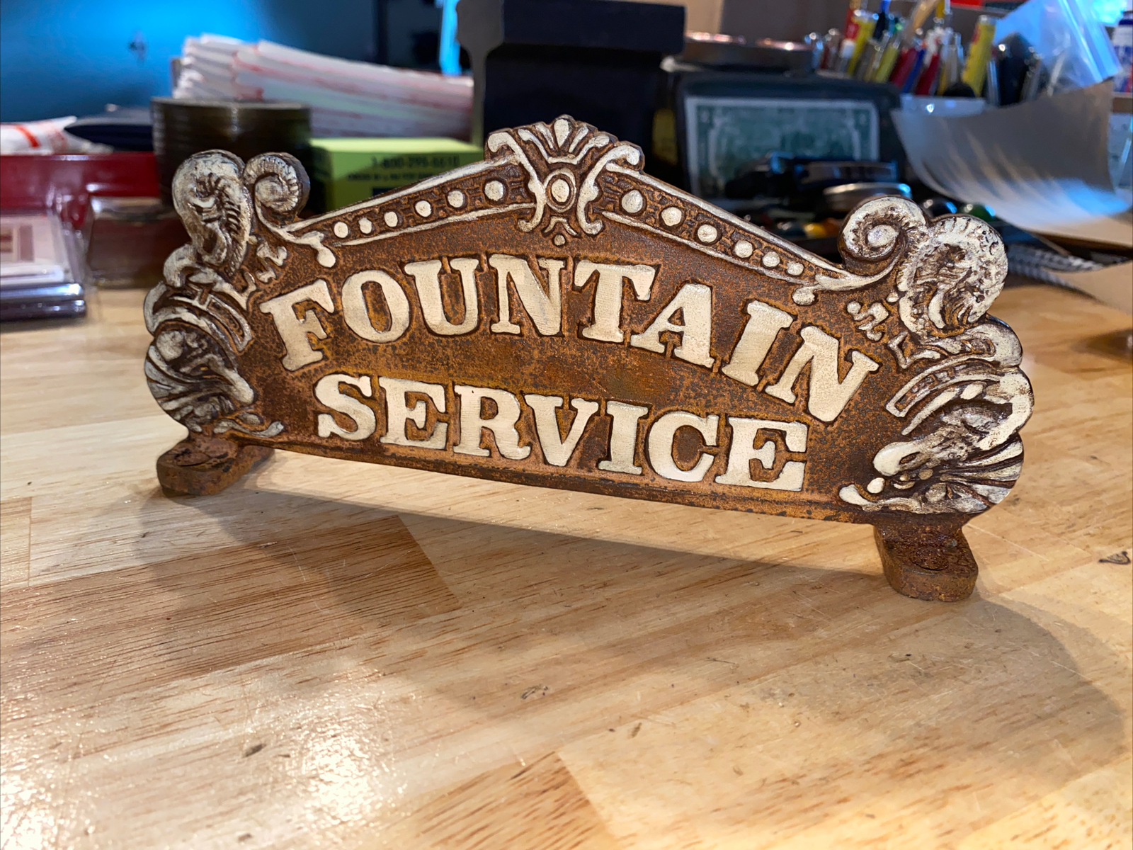 Coca Cola Cash Register Sign Plaque Cast Iron Metal Patina Soda Pepsi Collector