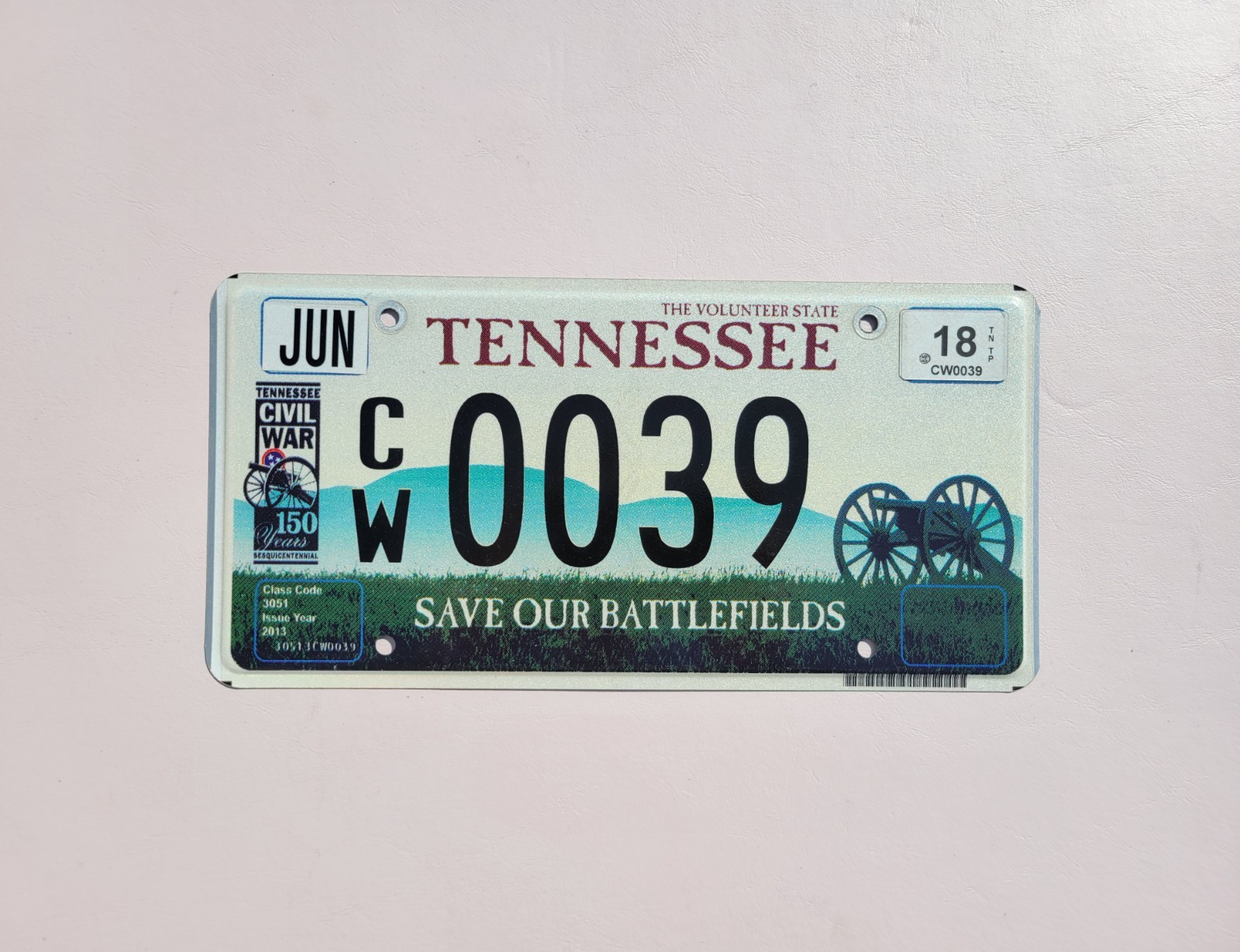 Tennessee Save Our Battlefields Civil War Sesquicentennial 150 Yrs License Plate