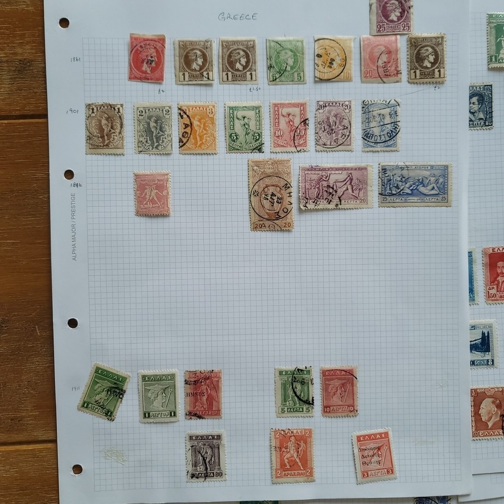 Greece Stamps On 9 Pages