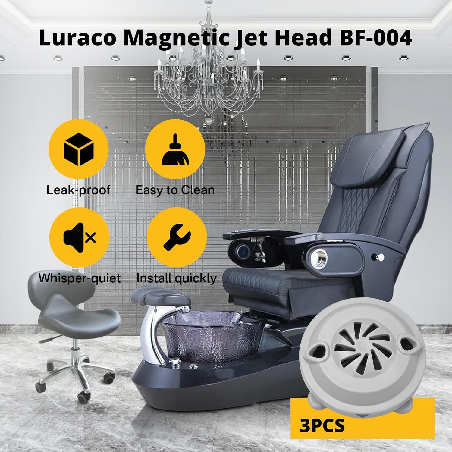 3 Pcs BF-004 Pipeless Magnetic Jet Head Motor Replacement for LURACO Jet Motor P