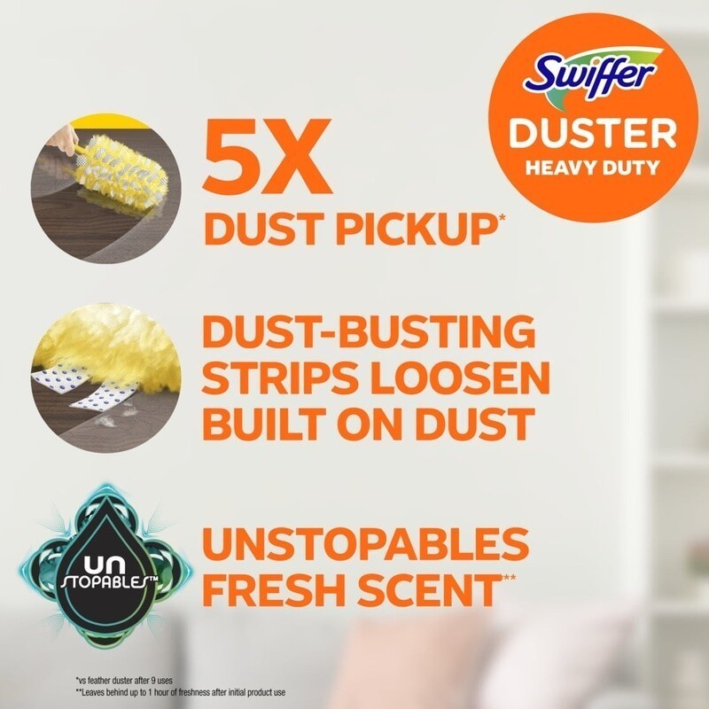 Heavy Duty Duster Refills Multi-Surface Dusting Unstopables Fresh 6 Count New